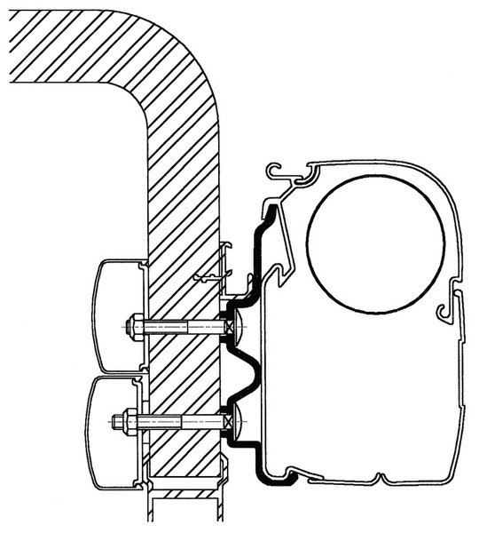 Adaptér Thule pro montáž markýzy na vozy Hymer třídy C (od r.v. 1999) / Exsis (šířka 350 cm)