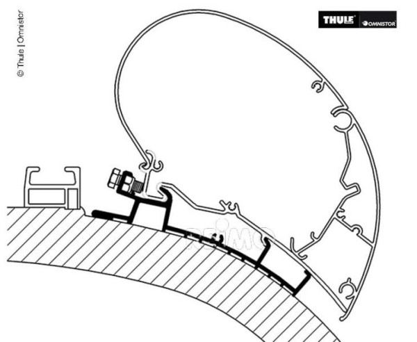 Adaptér střešní Thule pro markýzy Omnistor, Carthago Chic (do r. v. 2014), 5,5 m