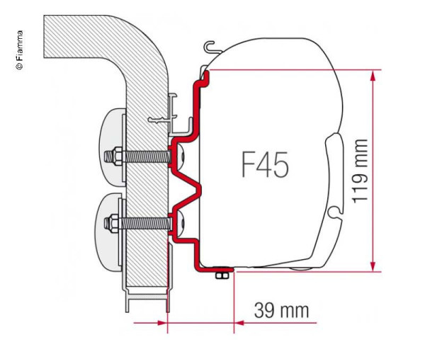 Adaptér pro montáž markýz Fiamma Kit HymerCamp (3 držáky po 12 cm)