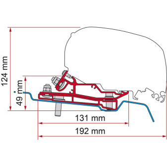 Adaptér pro montáž střešní markýzy Fiamma F80 na vozidla Ford Transit H3