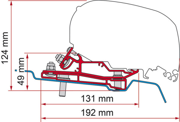 Adaptér pro montáž střešní markýzy Fiamma F80 na vozidla Ford Transit H3
