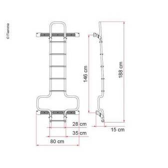 Zadní hliníkový žebřík Fiamma Deluxe DJ H3 (pro Ducato, Jumper, Boxer, Transit od r. v. 2006)