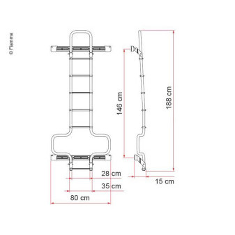 Žebřík na zadní dveře Fiamma Ladder DeLuxe DJ H3, sytě černý