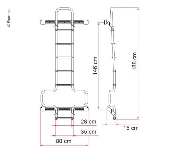 Žebřík na zadní dveře Fiamma Ladder DeLuxe DJ H3, sytě černý