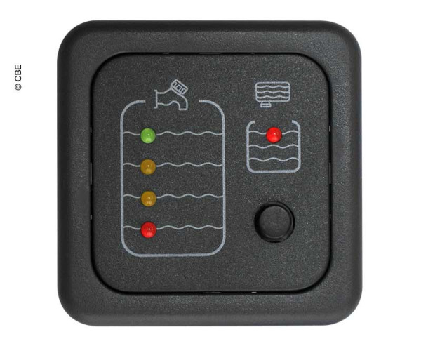Panel testovací LED CBE MT214/G pro čistou vodu a signalizaci plné odpadní nádrže, šedá barva, včetně kabelů a snímačů