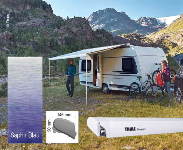 Střešní markýza Thule 6300 bílá 4,5m safírově modrá