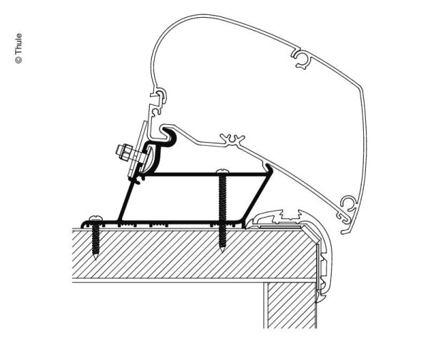 Adaptér střešní pro montáž markýz Thule Omnistor 6200 na Malibu (délka 350 cm)