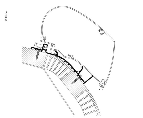 Adaptér střešní Thule pro markýzy Omnistor, Carthago Chic (od r. v. 2014), 5,5 m