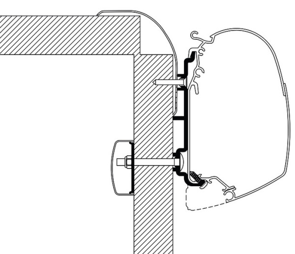 Adaptér Thule markýza 350cm (centimetry) - adaptér Fiat Frankia