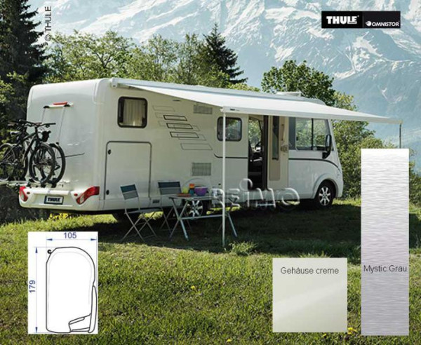 Markýza Thule Omnistor 8000,5m, pouzdro Mystic Grey krémově bílé prodloužení 275cm (centimetry)