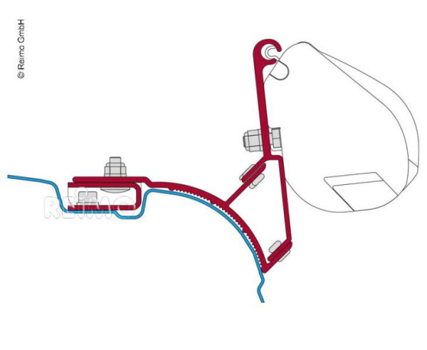 Adaptér markýzy Fiamma pro F35 Pro na VW T5 (verze pro Velkou Británii – pravostranné řízení, bez střešní lišty, sada 2 ks)