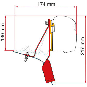 Adaptér montážní pro markýzu Fiamma F45/F43van na Ford Transit Custom Nugget (s výklopnou střechou, černý)