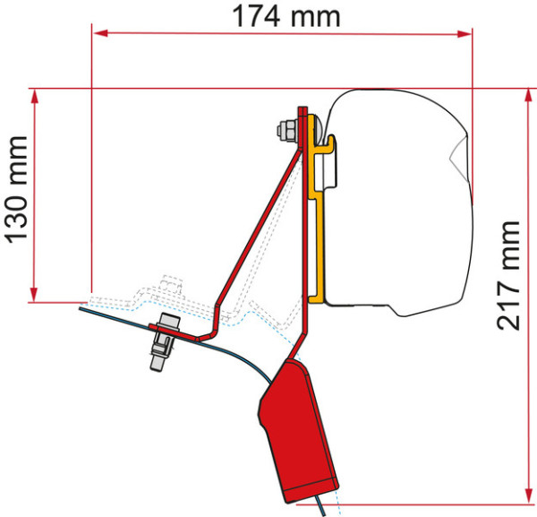 Adaptér montážní pro markýzu Fiamma F45/F43van na Ford Transit Custom Nugget (s výklopnou střechou, černý)