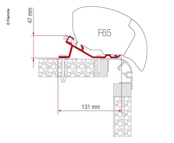Montážní adaptér Fiamma pro markýzy F65s / F80s na karavany Bailey (sada 3 ks držáků 25 cm)
