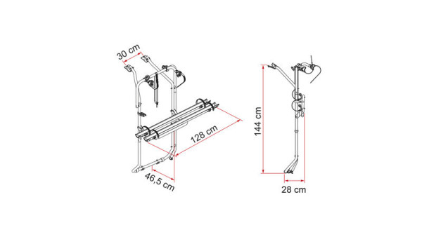 Nosič kol na dvojité zadní dveře Fiamma Carry-Bike VW T5 / T6 / T6.1 D, sytě černý (Deep Black)