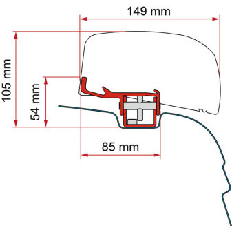 Adaptér střešní markýzy Fiamma F40van pro VW T5 / T6 bez C-lišty – evropská verze LHD (montážní sada na střechu H1/L1 pro vozidla s levostranným řízením, sytě černá)