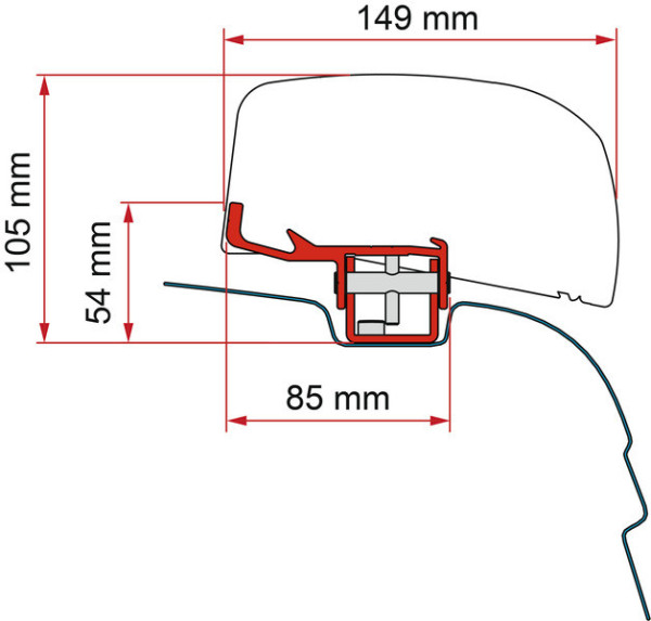 Adaptér střešní markýzy Fiamma F40van pro VW T5 / T6 bez C-lišty – evropská verze LHD (montážní sada na střechu H1/L1 pro vozidla s levostranným řízením, sytě černá)