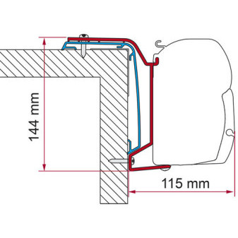 Adaptér pro montáž stěnové markýzy Fiamma F45 na vozidla Rapido Serie 6, délka 500 cm