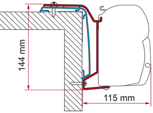 Adaptér pro montáž stěnové markýzy Fiamma F45 na vozidla Rapido Serie 6, délka 500 cm