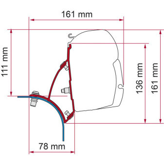 Adaptér pro markýzu Fiamma Kit VW T5/T6 Lift Roof Deep Black pravostranné řízení