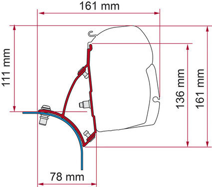 Adaptér pro markýzu Fiamma F45s Kit VW T5/T6 Lift Roof Deep Black RHD