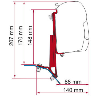 Adaptér markýzy Fiamma F35pro a F45 pro Ford Custom (Deep Black, 2 ks / 12 cm)