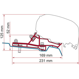 Montážní adaptér Fiamma pro markýzy F65/F80 na Ford Transit Van H2L2 (290 cm, LHD)
