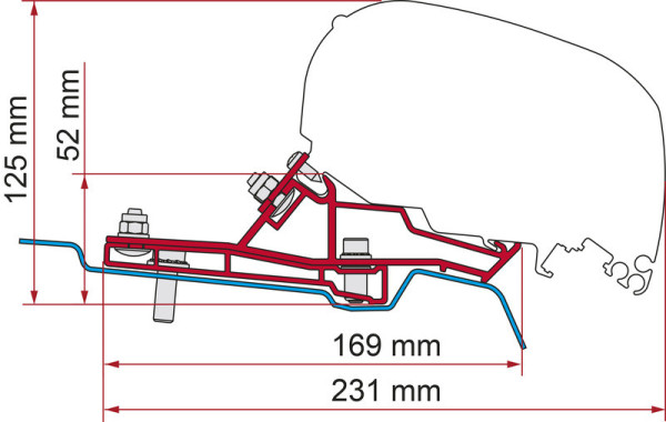 Montážní adaptér Fiamma pro markýzy F65/F80 na Ford Transit Van H2L2 (290 cm, LHD)