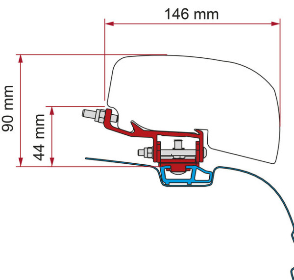 Montážní adaptér Fiamma pro markýzu F40van na VW T5 / T6 / T6.1 (Deep Black, bez C-lišty, sada 2 ks)