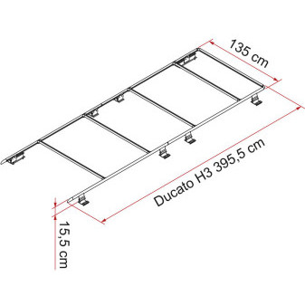 Střešní nosič s podélníky a příčníky Fiamma Roof Rail Ducato od 2006 (pro verzi H3, L3/L4, RHD, černý)