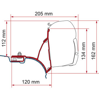 Adaptér montážní Fiamma Kit VW T5 / T6 Transporter / Multivan pro markýzu F45 (pro pravostranné řízení RHD, černý Deep Black, bez C-lišty)