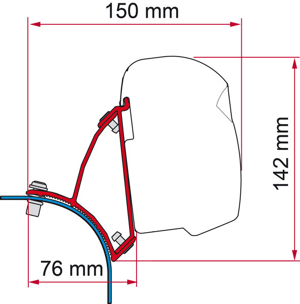 Adaptér pro markýzu Fiamma F43 Kit VW T5/T6 Lift Roof Deep Black LHD