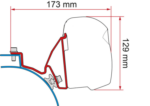 Sada montážních adaptérů pro markýzu Fiamma F43van pro VW T5/T6 California (2dílná sada, pravostranné řízení / RHD, Deep Black)
