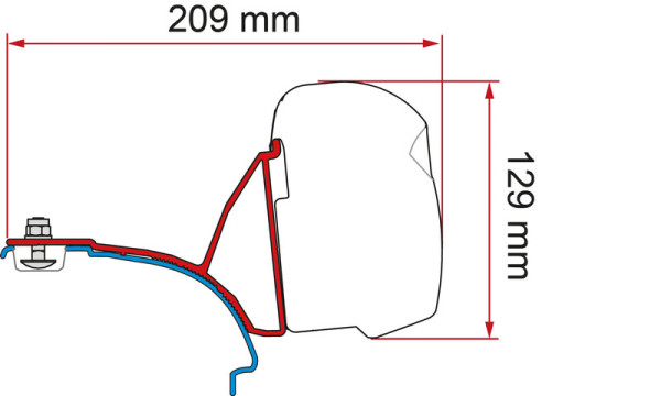 Sada montážních adaptérů pro markýzu Fiamma F43van pro VW T5/T6/T6.1 Multivan / California s C-lištou (2dílná sada, pravostranné řízení / RHD, Deep Black)