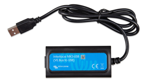 Rozhraní komunikační Victron Energy MK3-USB (VE.Bus na USB) pro konfiguraci a aktualizaci měničů i systémů MultiPlus / Quattro, délka 0,45 m, černá barva