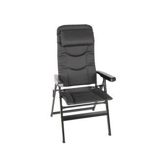 Křeslo kempingové polohovací Camp4 Campinas černé (skládací polstrovaná židle s vysokým ergonomickým opěradlem nastavitelným v 7 polohách, hliníkový rám, nosnost 120 kg)