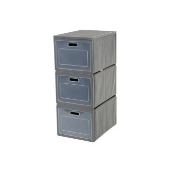 Skládací skříň Box 3, Š30 x V75 x H40 cm (centimetry), šedá, se 3 přihrádkami