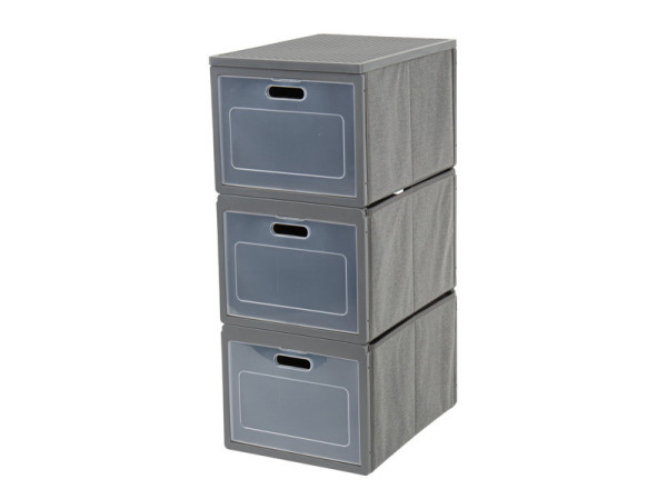 Skládací skříň Box 3, Š30 x V75 x H40 cm (centimetry), šedá, se 3 přihrádkami