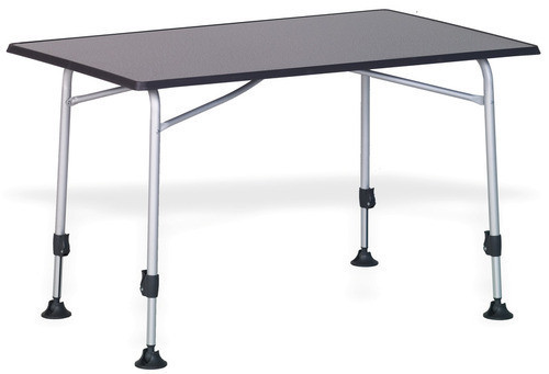 Stůl kempingový skládací VIPER 115 × 70 cm (hliníkový rám, FastFix výškové nastavení nohou, žáruvzdorná deska do 180 °C, světle šedý)