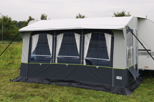 Celoroční předstan k obytnému přívěsu Casa Royal 2 (šířka 390 cm, hloubka 230 cm, ocelová konstrukce, akryl/PVC)