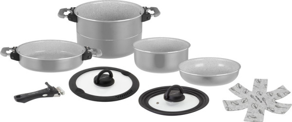 Sada nádobí hliníková skládací Fusion Magnetic 7+1 ( Ř 22 cm, stříbrná)