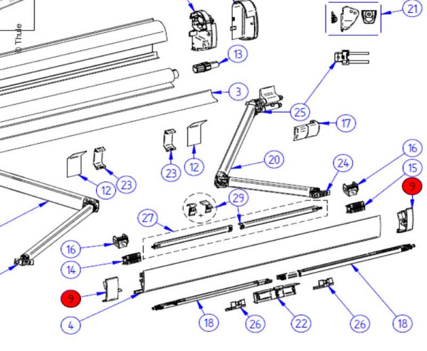 LH + RH Endcap Leadrail Omnistor 5200 Anth.