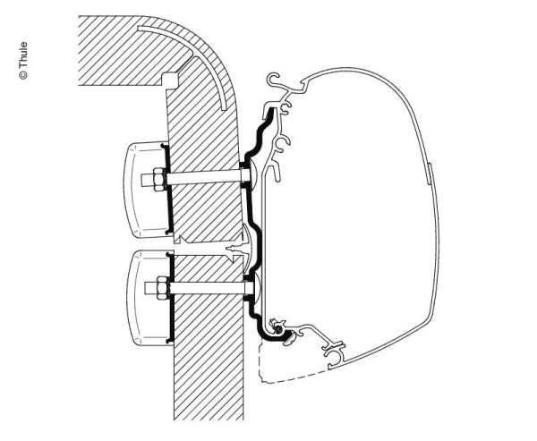 Adaptér montážní pro markýzy Thule Omnistor na Hymer (modelový rok 2016, 4,50 m)