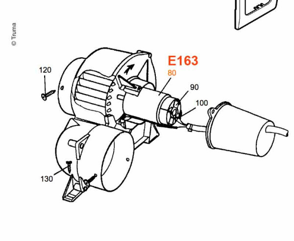 Stejnosměrný elektromotor Truma 12 V (náhradní motor ventilátoru / dmychadla)