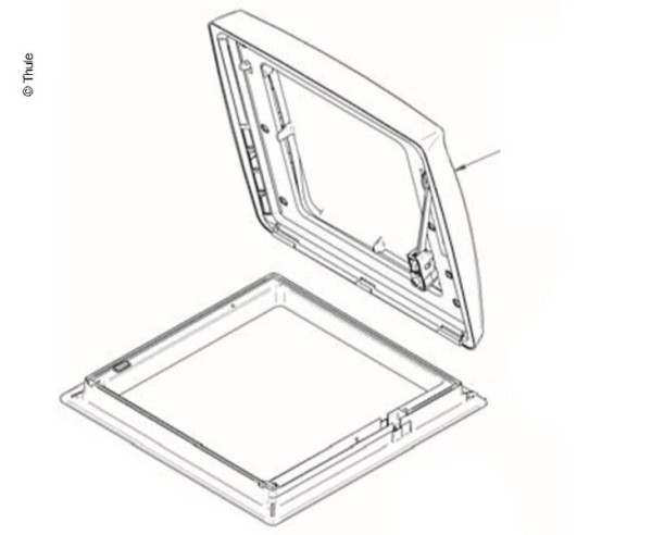 Kryt střešního okna Thule Omnivent náhradní 40 × 40 cm průsvitný čirý/mléčný pro ventilátory a kapoty karavanů