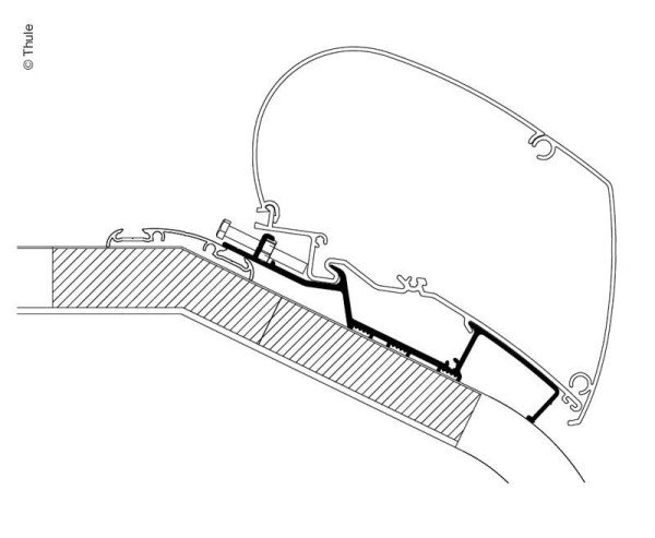 Adaptér střešní pro montáž markýz Thule Omnistor na LMC Liberty TI / TEC (šířka 300 cm)