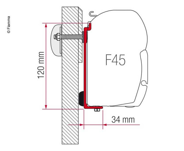 Adaptér montážní Fiamma Kit Chausson / Challenger pro markýzy F65 (3dílná sada držáků: 2× 8 cm, 1× 40 cm)