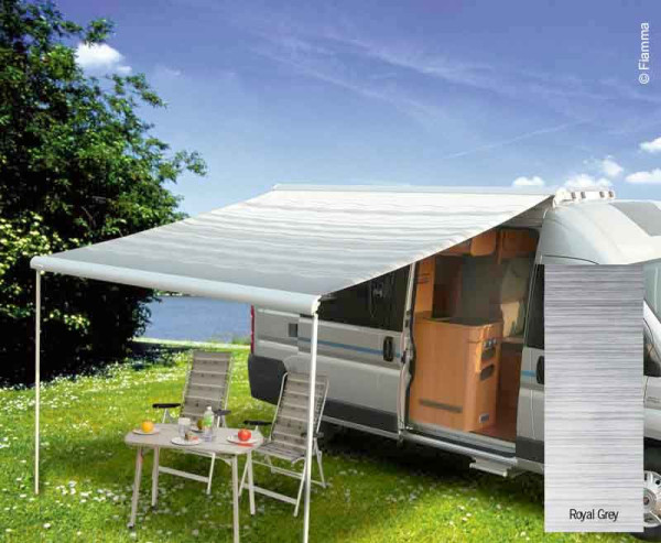 Elektrická střešní markýza Fiamma F65 Eagle Ducato 369 (12 V, polar white, royal grey, samonosná)