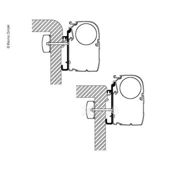Adaptér pro markýzu Thule Omnistor (4200 / 5200 / 8000) na obytné vozy Rapido řady 9, 4dílná montážní sada