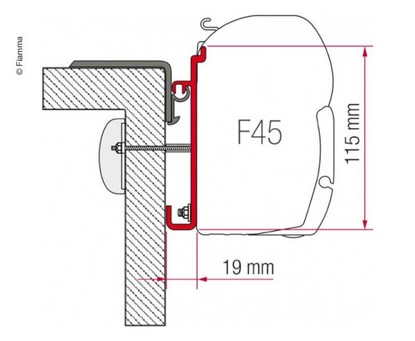 Adaptér stěnové markýzy Fiamma Kit Rapido Série 7/8 pro F45s (2× 8 cm, 1× 100 cm)